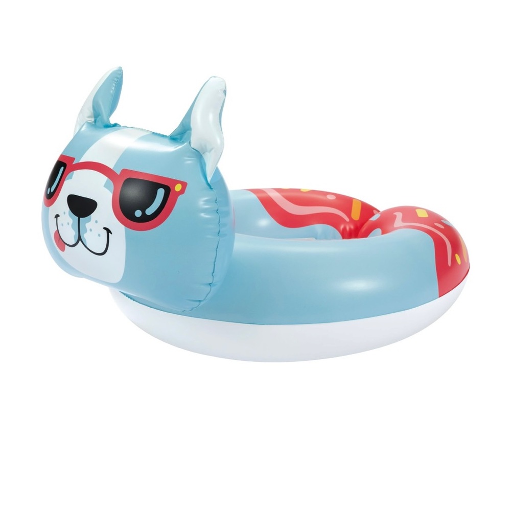 Bluescape Blue Donut Dog Split Inflatable Swim Ring Pool Float for Kids